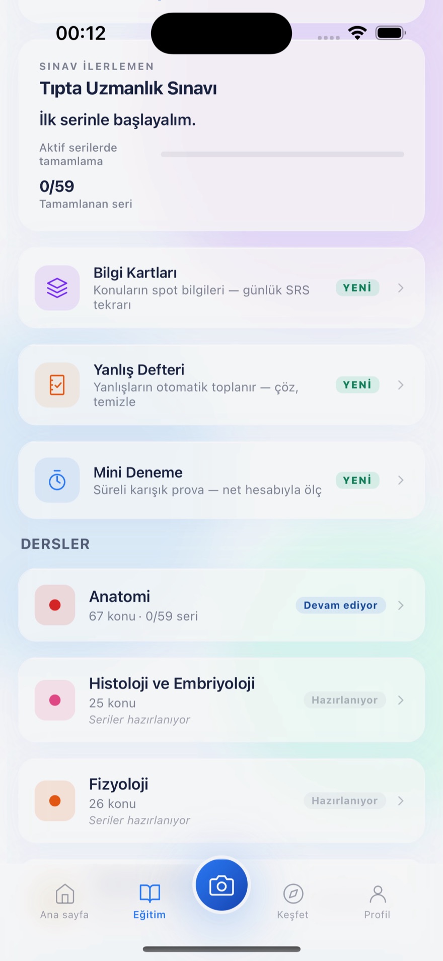 Eğitim merkezi — Bilgi Kartları, Yanlış Defteri, Mini Deneme